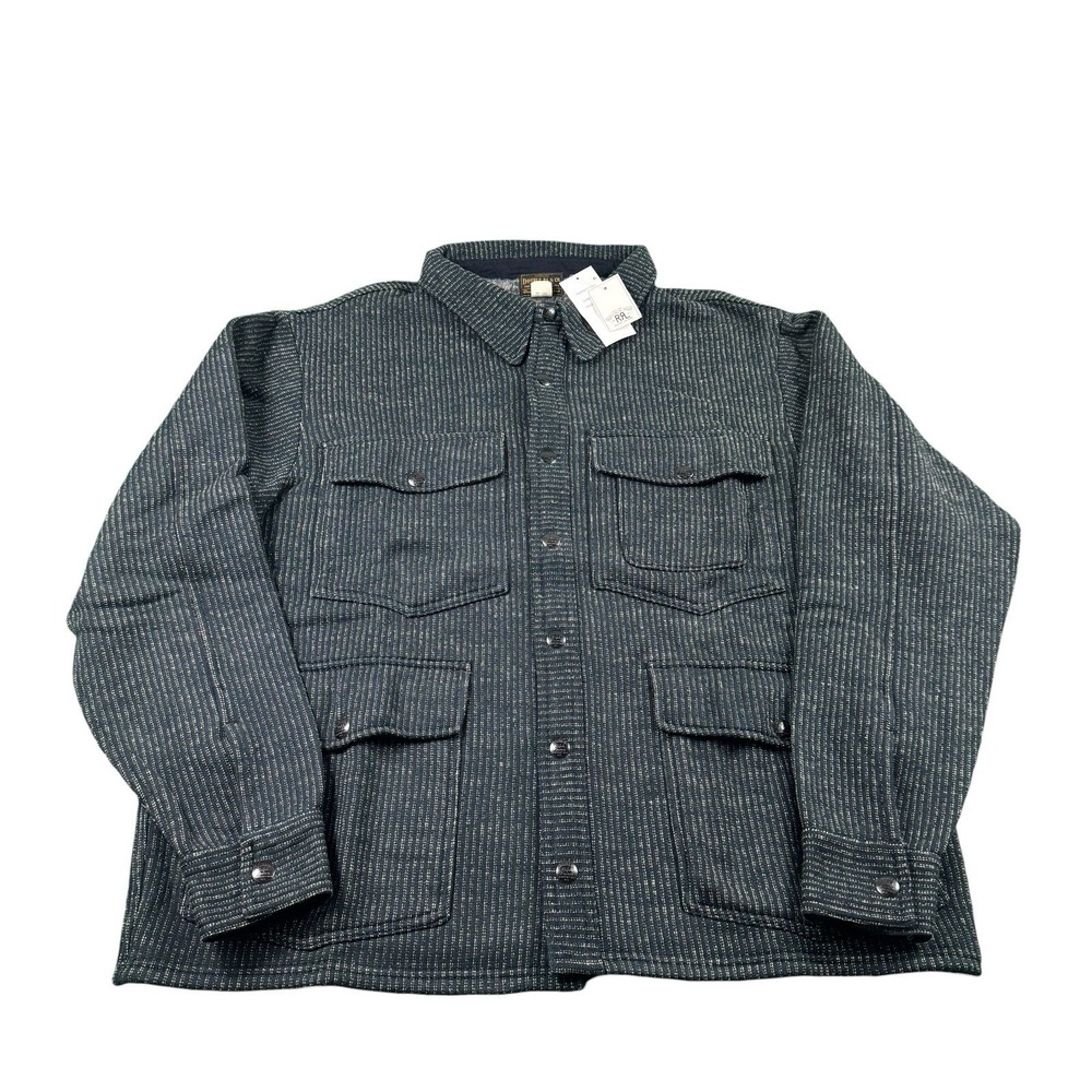 RRL Ralph Lauren Gray Fleece Lined Metal Snap Utility Shacket Mens XL NWT‎